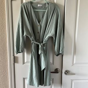 Green button down dress